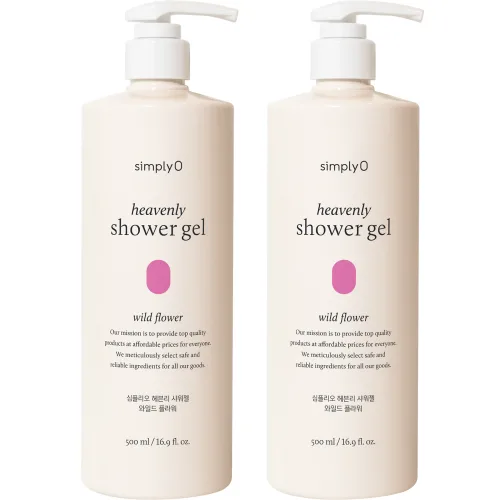 [비건라이프] 심플리오 헤븐리 샤워젤 와일드 플라워, 500ml, 2개