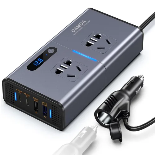 카모아 200W 멀티 차량용 인버터 12V 220V 60Hz 변환기 7포트 USB PD36W QC30W C타입 초고속 충전기 시거잭 소켓, 1개