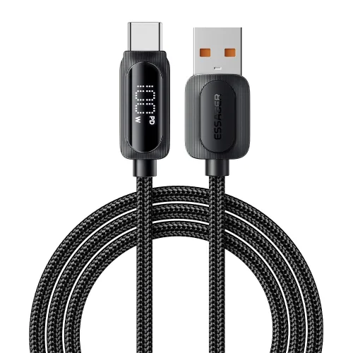 에세이저 USB A타입-C타입 LED 100W 7A 초고속충전케이블 ES-X57, 1개, 2m, 다크그레이