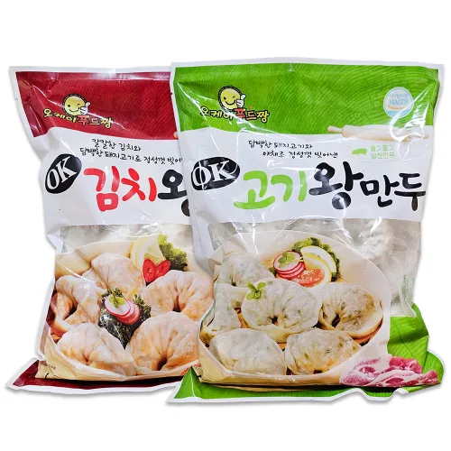 육즙이 가득 찬 고기왕만두 1봉 입맛을 돋구는 김치왕만두 1봉, 1세트, 1.4kg