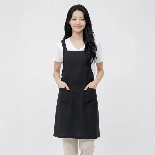 DYWAE10 얇고 가벼운 업소용 식당 주방 홀 H형 앞치마, DWAE10 검정, 1개