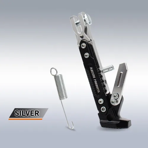 오토바이 CNC 킥스탠드 발받침대 거치대 사이드스탠드 지지대, 1개, Silvery
