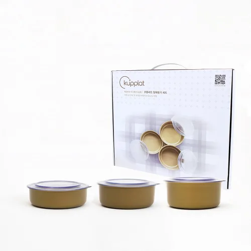 원형 밀폐용기 세트 (소,중,대) 14cm x 4,5,6cm 500ml, 630ml, 740ml 쿠플라트 항균/항바이러스 밀폐용기, (소+중+대), 1세트