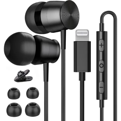 Gsangoo 유선이어폰 마이크 소음 차단 스테레오 베이스 인이어폰 라이트닝 헤드폰을 장착한 iPhone 13 14 12 Pro Max MFi 인증 이어버드 11 XR SE용