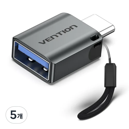 벤션 5Gbps USB C타입 CM to AF OTG 젠더 어댑터, 5개, 그레이, 18.5mm