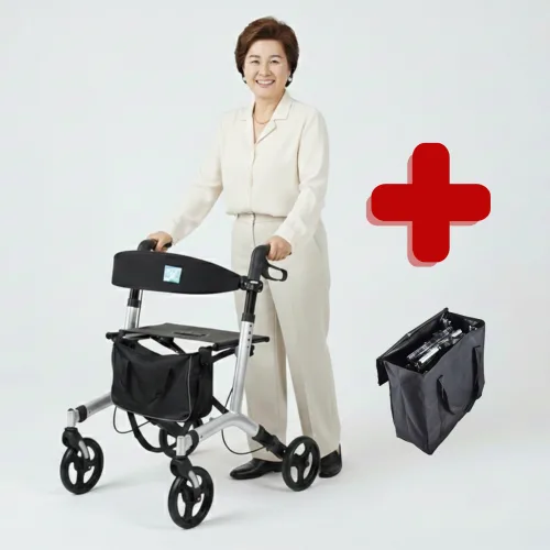 [부모님선물1순위] 노인보행보조차 할머니 실버카 프리미엄 여행용 롤레이터, 실버, 1개