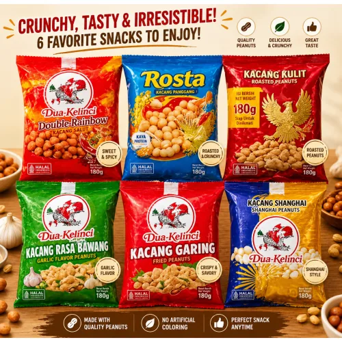 Paket Snack Kacang Indonesia 6 Varian Dua Kelinci Rosta, 2세트, 1.08kg