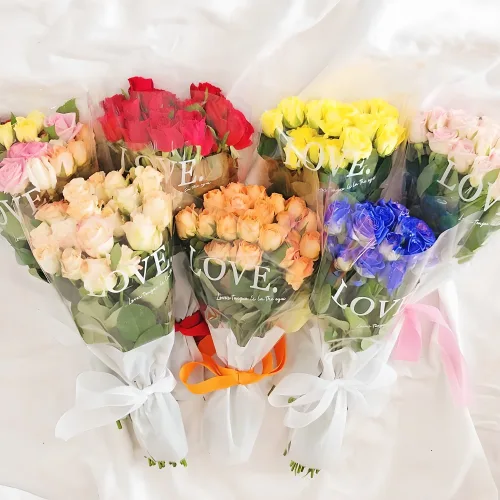 (김해장미) 장미 10송이 20송이 투명포장 꽃다발 농장직송 데일리꽃, 1개, 레드톤10송이(투명포장)