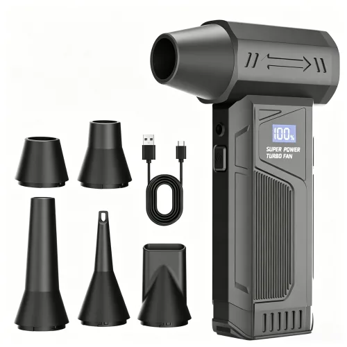 BAMIFUN 초강력 터보 송풍기 140000 RPM 블로워 무선 에어건 LED 조명 배터리 잔량 표시 휴대용 미니 사이즈 캠핑/자동차 세차/청소용, 블랙, M4