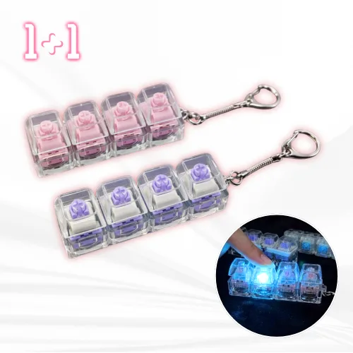 로로메라 키보드키링 1+1 핑크 퍼플 2종 LED 클릭커 스트래스해소 키캡 키링 딸깍이