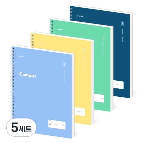 페이퍼릿 캠퍼스 스프링 노트 100g 4종 세트, 1 클라우드, 2 옐로우, 3 포레스트, 4 블루 블랙, 5세트