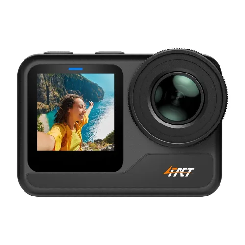 포팩트 K02 액션캠 4K 유튜브 브이로그 방수 듀얼스크린 카메라, 블랙, 4FACT K02