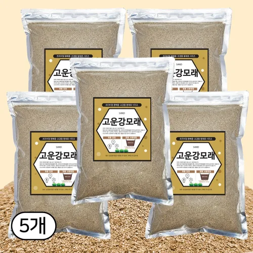 세경팜 국내 자연산 세척된 고운 강모래, 2L, 5개