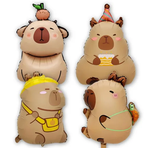 스마일파티 카피바라 호일 풍선 생일 이벤트 파티 캐릭터, 1개, 혼합4종