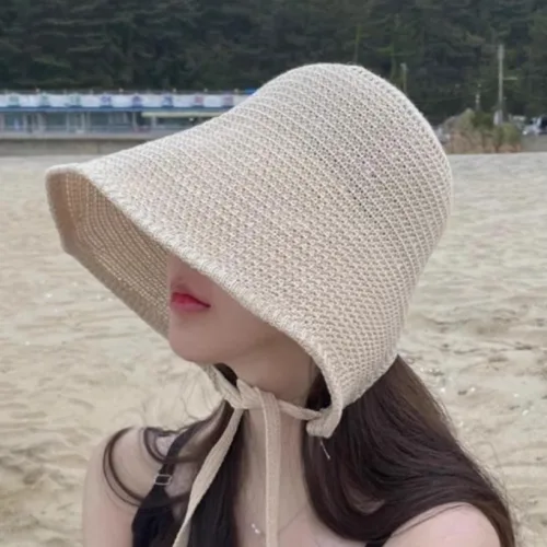 모니브 여성 밀짚 벨 버킷햇 보넷 여름모자
