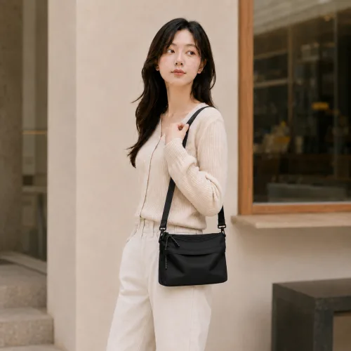 여성 미니 크로스백 핸드폰가방 나일론 멀티포켓 여행용 보조가방