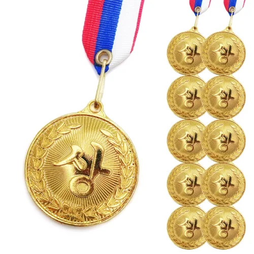 아시쥬 운동회 체육대회 금메달 상메달 우승 목걸이, 10개, 금색 상