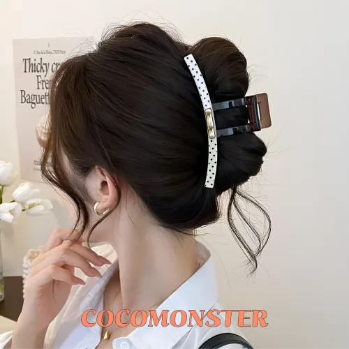COCOMONSTER 프리미엄 점박이 골드 대형 올림머리 헤어 집게핀 13cm