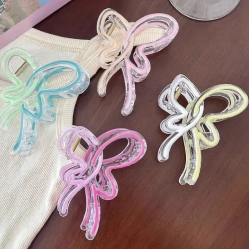 블링모어 올림머리 그라데이션 나비 모양 파스텔 헤어집게핀