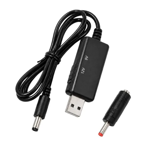 DC 9V 12V 변환 USB 승압 케이블 5V to 9V 12V 전원 공급선 DC 젠더 포함 공유기 CCTV 보조배터리 연결, 1개, 블랙, 78cm