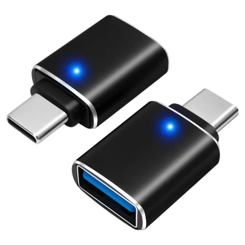 타입C to USB-A 어댑터, USB C 수-USB 3.0 암, 고속 데이터 전송 및 인터페이스 변환, 충전/OTG 지원, 2개, 블랙, 3cm