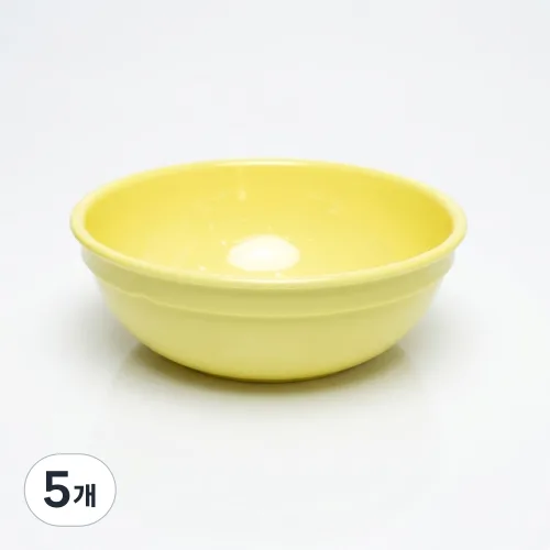 리빙메이트 단체급식 표준형 PC 식판국그릇 14 x 5.3 cm, 파스텔 노랑, 5개