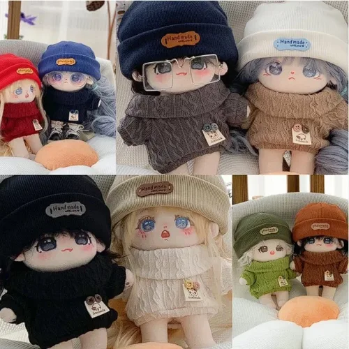 국내)10 15 20cm 왕단추 니트 비니 인형옷 캐주얼 상의 솜인형옷장 랄라솜 스웨터 빅보스, 1개
