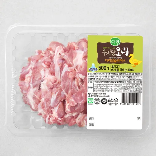 다향 무항생제 인증 우리땅 오리 다리살 슬라이스 (냉장), 500g, 1개