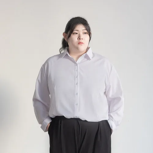 세련닷 여성 빅사이즈 오버핏 주름방지 화이트 긴팔 셔츠