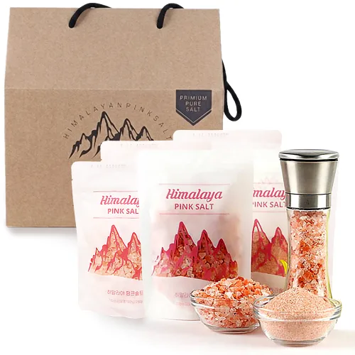 고급 선물세트 히말라야 핑크솔트 선물세트 250g x 5팩 + 그라인더 명절 선물세트, 5개, 250ml
