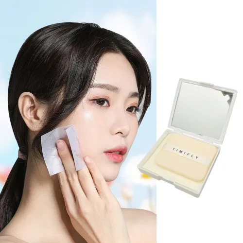 퍼프형 얼굴 기름종이 100매 휴대용 팩트형 유분 제거 페이스페이퍼