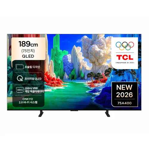 TCL 4K QLED 초슬림 TV, 189cm(75인치), 75A400, 벽걸이형, 방문설치