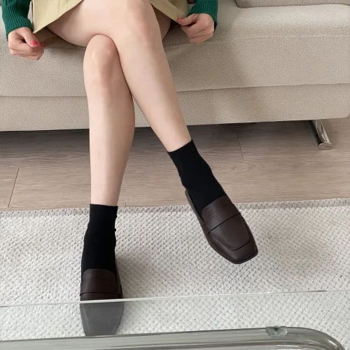 플라틴베이지 여성 스퀘어 페니 로퍼 모던 단화 발편한 구두(블랙/브라운/출근룩)