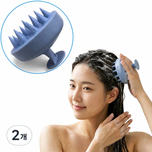 쿠이소 두피 마사지 샴푸 브러쉬, 2개, 아쿠아 블루