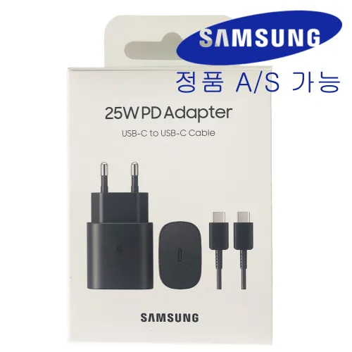 삼성 정품 갤럭시 S24 25W 초고속충전기 C타입 [ 케이블 포함 ] 블랙 검정, 블랙, 1개