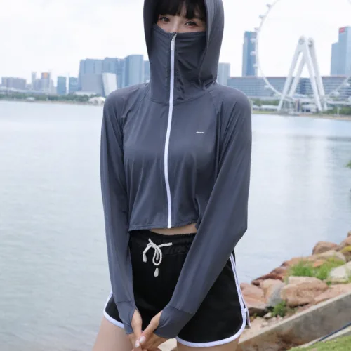 ANNIOU 망토 넉넉한 배트 자외선 차단 아우터, 다크 그레이