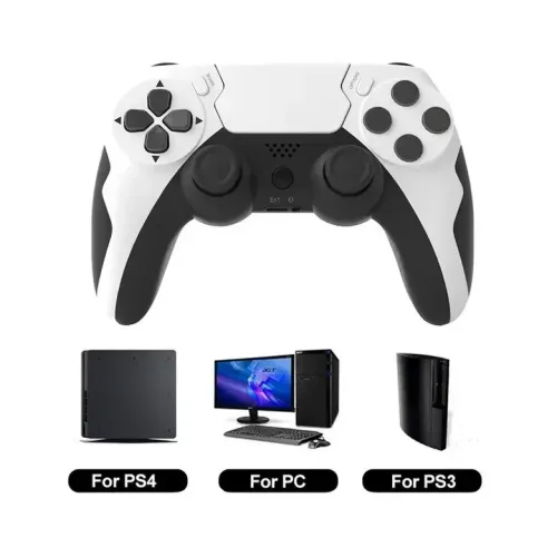 GAMINJA P48 무선 게임패드 6 축 자이로스코프 게임 컨트롤러 PS4 PS3 콘솔 윈 7 8 10 듀얼 진동 PC 조이스틱 White Black