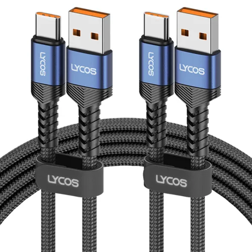 라이코스 USB A타입-C타입 고속 충전 케이블 2p, 블루블랙, 1개, 120cm