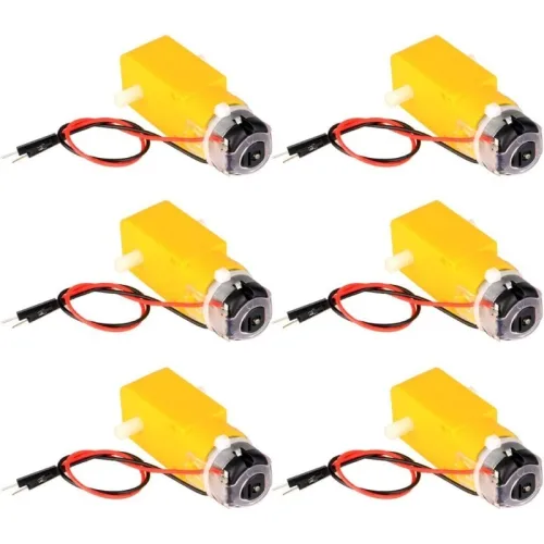 TT 모터 키트 DC 기어모터 아두이노 로봇용 DC 3-6V 200RPM 1:48 감속 기어박스 이중축, 6개