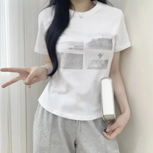 K제작 말라핏/여리핏 허리라인이 들어간 빈티지 나염 프린팅 반팔티