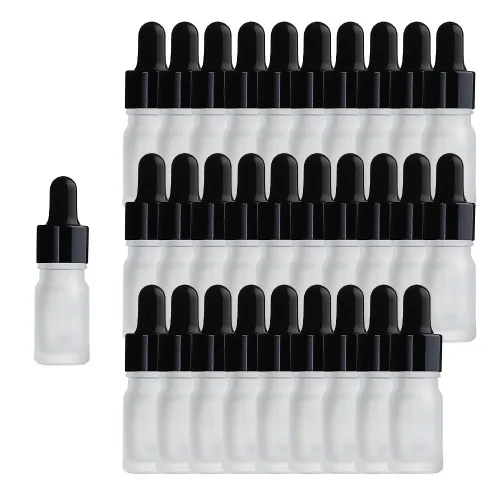 블랙 뚜껑 5ml 스포이드 불투명 공병 향 수용기, 30개