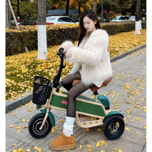 마실고 삼륜 전동차 세발 자전거 전기 스쿠터 경량 휴대용 성인 고출력 여성 안전, 블랙