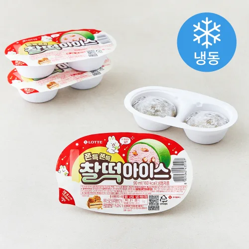 롯데웰푸드 쫀득쫀득 찰떡아이스(냉동), 90ml, 1개입, 4개