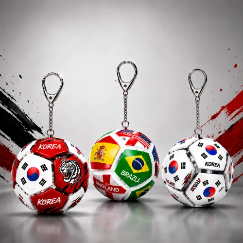 코핏 LED 축구공 키캡 월드컵 클릭커 키링 3종, 3종, 1세트