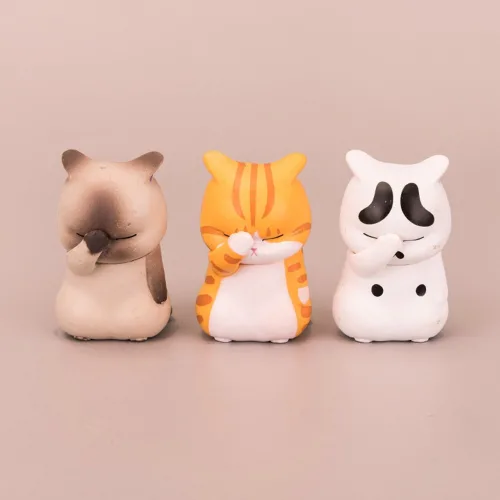 TKB 차량용 눈부신 고양이 피규어 대쉬보드 장식, 치즈태비, 1개