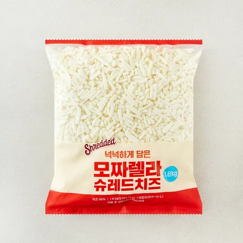넉넉하게 담은 모짜렐라 슈레드치즈, 1.8kg, 1개, 1개입