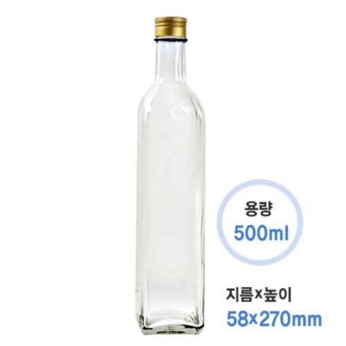 와인병 와인500사각스크류 투명 (24개x)+스크류마개선택(24개)