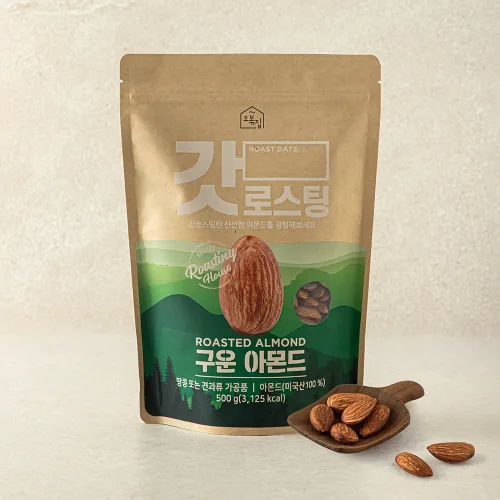 [로켓프레시] 오볶집 갓로스팅 구운 아몬드, 500g, 1개