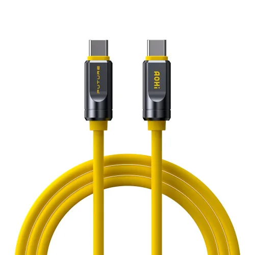 AOHi USB4 2.0 썬더볼트5 120Gbps 240W PD 3.1 Type C to C 초고속 케이블, 1개, 옐로우, 1m