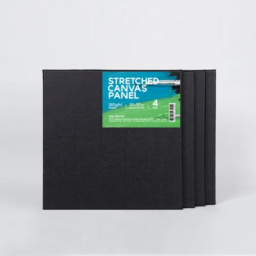 starstarred 캔버스 블랙 Cotton 정사각형 (Gesso Primed) 밸류팩, 4개